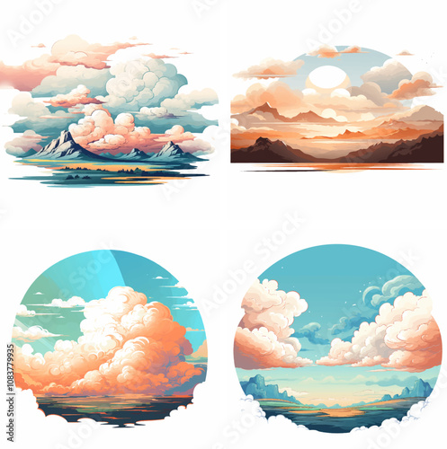 Clouds horizon sky sunset sunrise atmospheric skyline fluffy clouds twilight golden hour sof