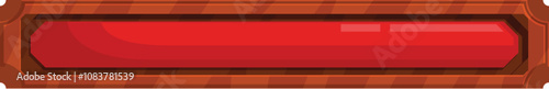 Red progress bar filling wooden frame for fantasy game ui element, isolated on white background
