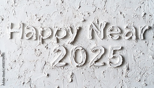 White background featuring textured words 