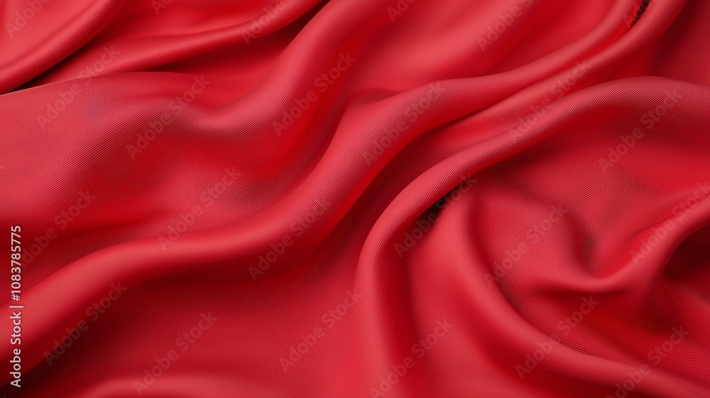 Fototapeta premium A vibrant red fabric drapes elegantly, showcasing its rich texture and smooth surface, perfect for garments or decorative uses.