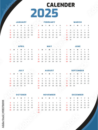 Calendar templates 2025 for wall and desk use. Set of ready to print annual layouts