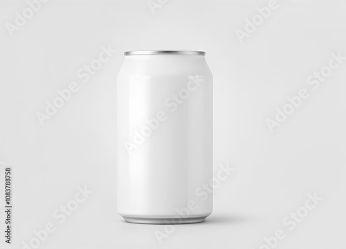 Blank white collapsible beer can koozie mockup isolated, side view, 3d rendering. Empty neoprene cooler holder mock up for tin beverage. Plain drinkware hugger design template. Fizzy pop soda sleeve. photo