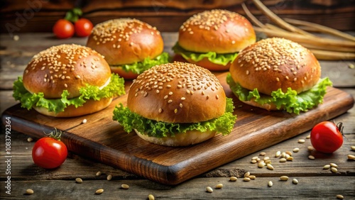 Wallpaper Mural Freshly Baked Hamburger Buns with Sesame Seeds for Gourmet Burgers, Soft and Fluffy, Perfect for Grilling, Rustic Bakery Style, Deliciously Topped, Ideal for Food Photography and Recipes Torontodigital.ca