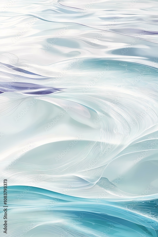 Fototapeta premium Abstract Water Fluid Art – Dynamic Glossy Swirl with Wave-like Texture Versatile for Nature Ads, Fantasy Themes, and Design Variations