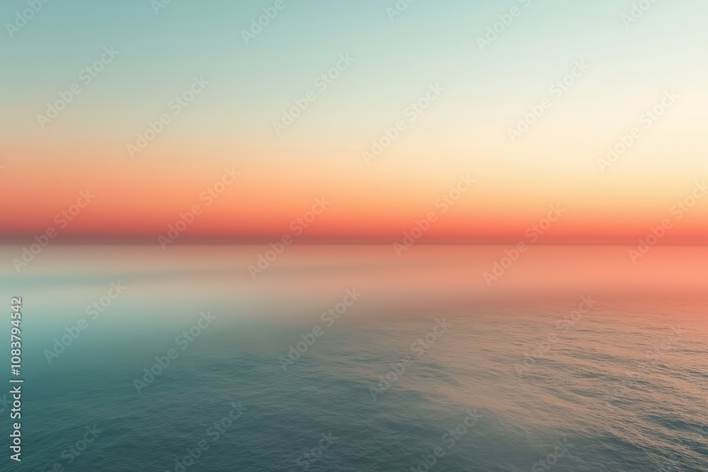Fototapeta premium Tranquil ocean view at sunset with soft pastel colors reflecting on calm water