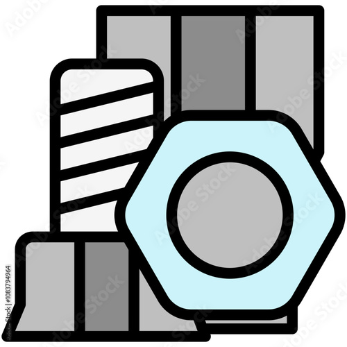 Lug Nut flat colored outline icon. use for modern concept, print, UI, UX kit, web and app development. Vector EPS 10, related to car service, auto garage, car spare part.