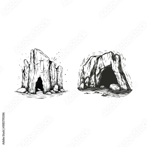 cave logo design vector vintage