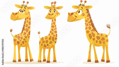 Childish Giraffe Cartoon Cute Animal Vector Illustration