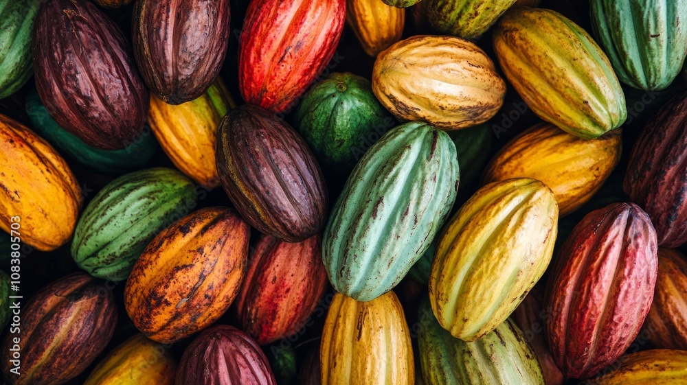 Fototapeta premium Colorful Cocoa Photo. AI Generative
