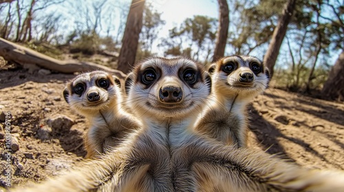 group of meerkats take a selfie together photo