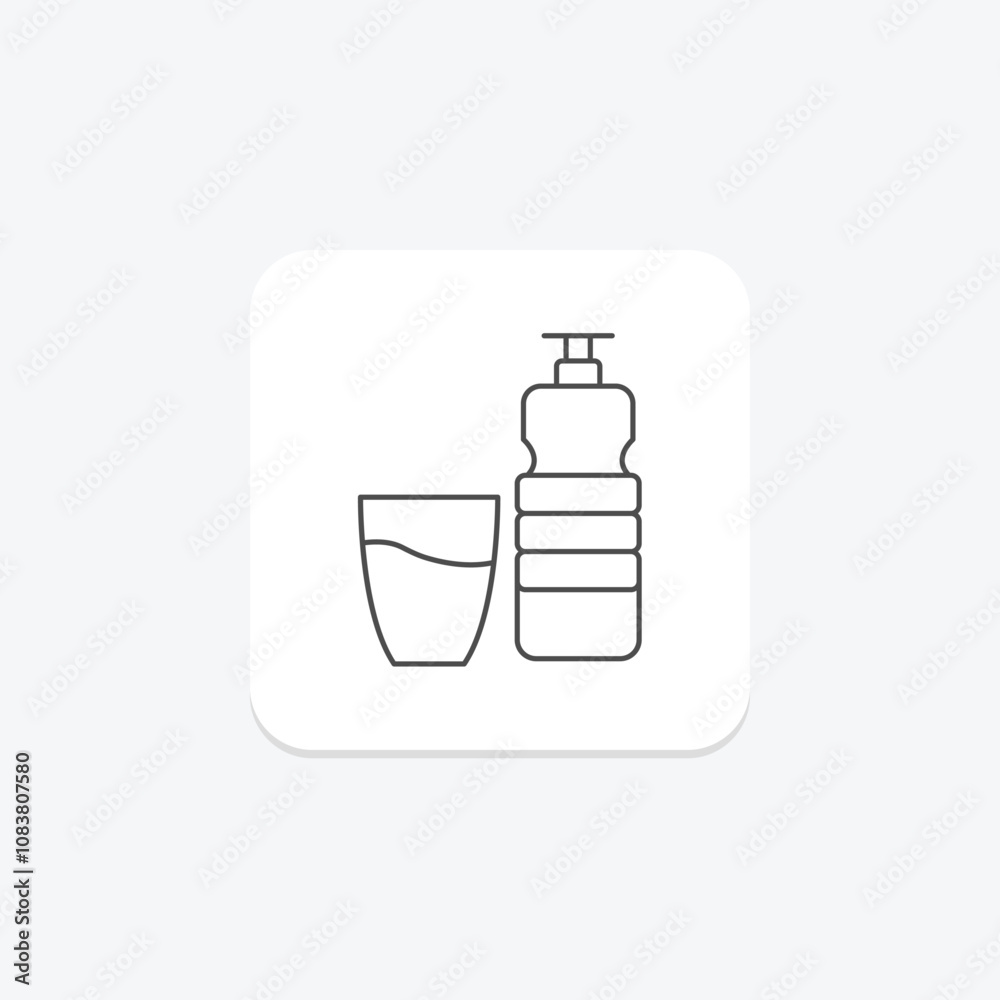 Obraz premium Water Bottle thinline icon , vector, pixel perfect, illustrator file