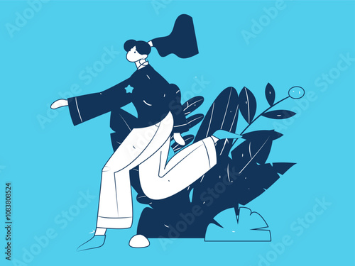People exercising healthy running vector internet operation illustration
