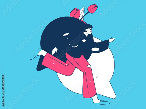 People exercising healthy running vector internet operation illustration
