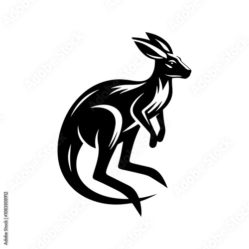 "Highly Detailed Kangaroo Vector Artwork: A Captivating Blend of Precision and Elegance Showcasing Australia's Iconic Wildlife in Motion"