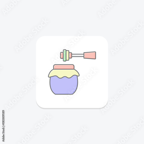 Honey Jar lineal color icon , vector, pixel perfect, illustrator file