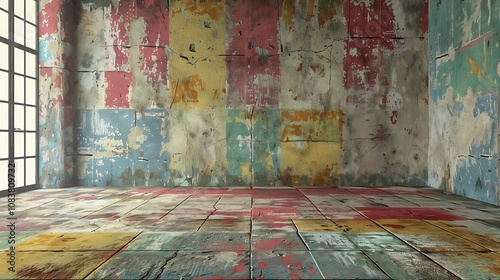 Old room with a beautiful pattern on the walls