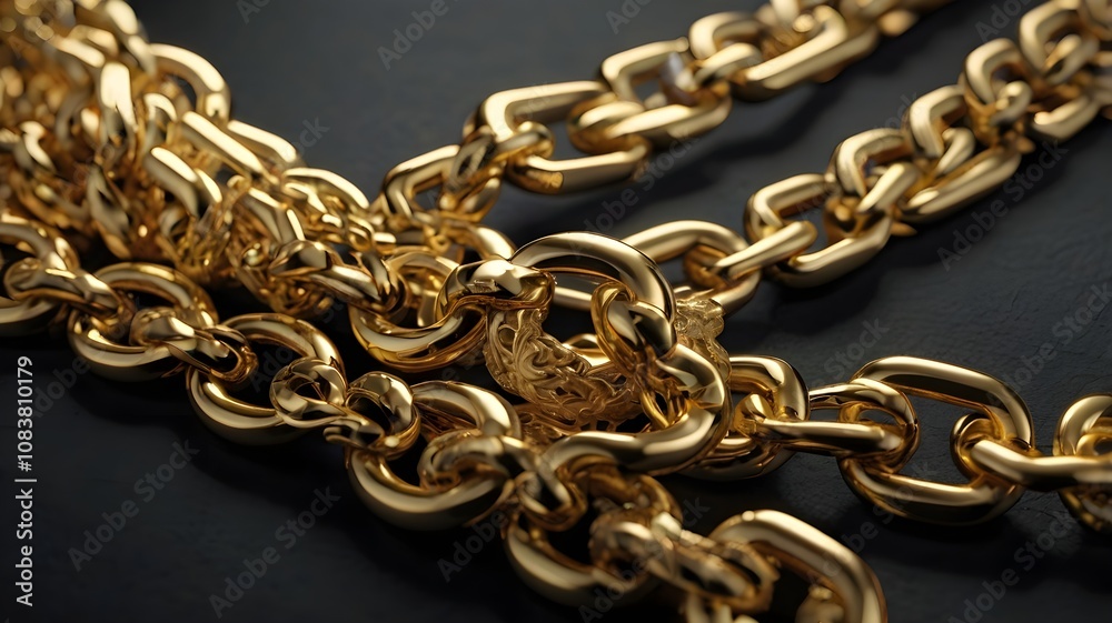 Fototapeta premium close-up view of gold chain texture. generative ai