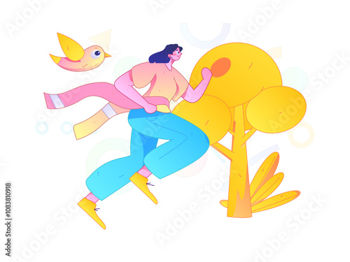 People exercising healthy running vector internet operation illustration
