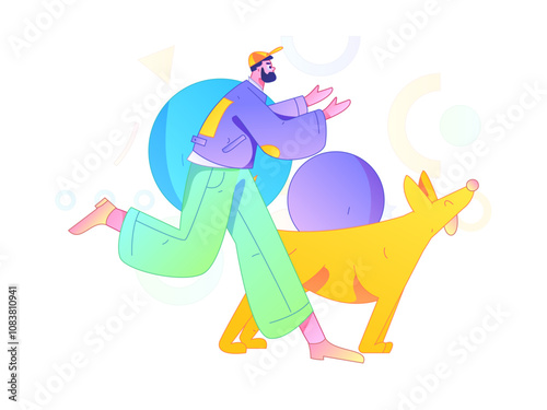 People exercising healthy running vector internet operation illustration
