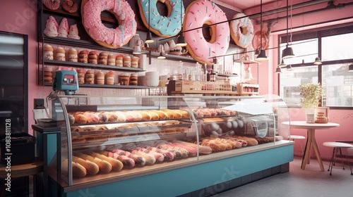 A photo of a trendy donut shop photo