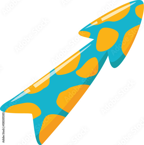 Cartoon style blue and yellow arrow pointing upward, representing growth, progress, and positive momentum
