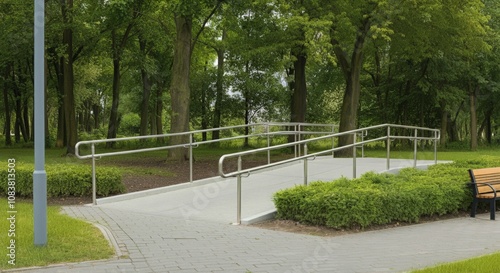 Accessible Ramp with a Gentle Slope, Providing Smooth Entry to the Park for Those with Mobility Aids