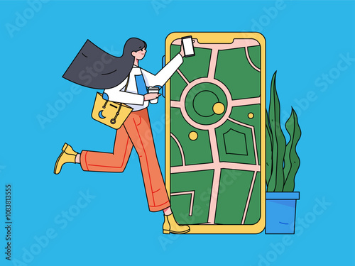 People exercising healthy running vector internet operation illustration
