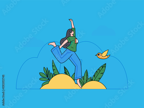 People exercising healthy running vector internet operation illustration
