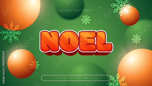 Green Orange And White Noel 3d Editable Text Effect - Font Style