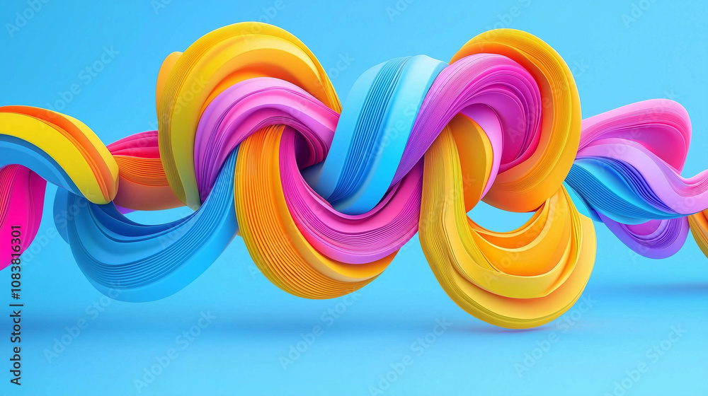 Obraz premium Dynamic 3D Abstract Shapes: Modern Geometric Forms, Futuristic Digital Art, Fluid Design Elements, Vibrant Patterns, Sculpted Visuals, and Creative Composition 