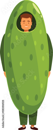 Promoter wearing funny pickle costume promoting healthy food and lifestyle at promotional event