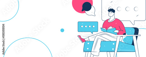 Social media comments flat people vector concept illustration
