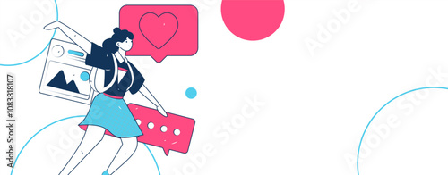 Social media comments flat people vector concept illustration
