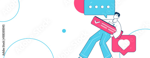 Social media comments flat people vector concept illustration
