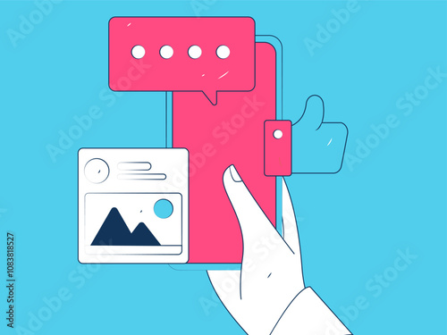Social media comments flat people vector concept illustration
