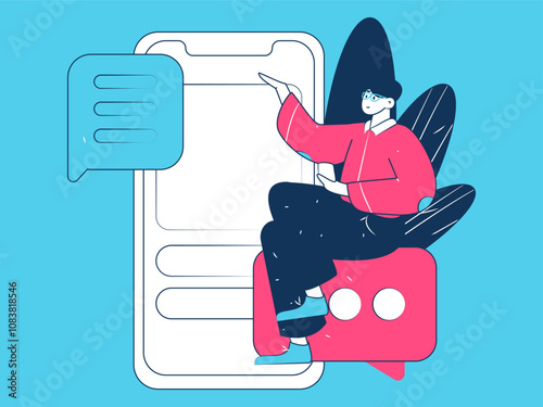 Social media comments flat people vector concept illustration
