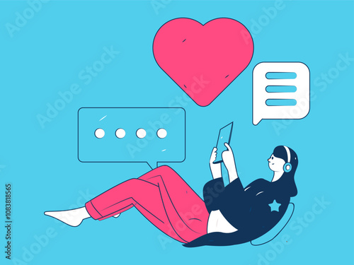 Social media comments flat people vector concept illustration
