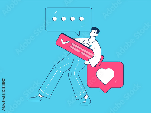 Social media comments flat people vector concept illustration
