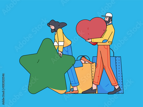 Social media comments flat people vector concept illustration
