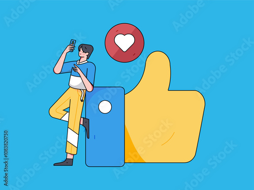 Social media comments flat people vector concept illustration
