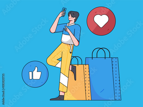 Social media comments flat people vector concept illustration
