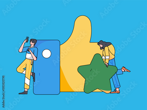 Social media comments flat people vector concept illustration

