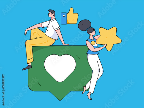 Social media comments flat people vector concept illustration
