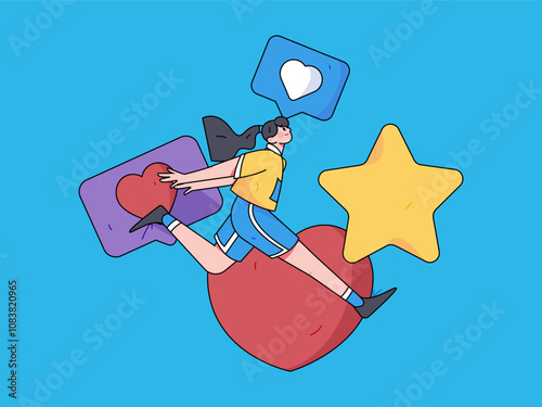 Social media comments flat people vector concept illustration
