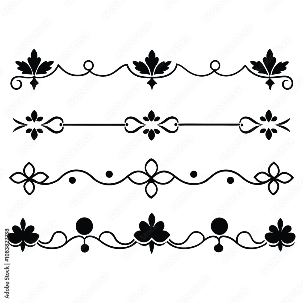 Fototapeta premium Elegant Divider Ornaments Vector Illustration Set.