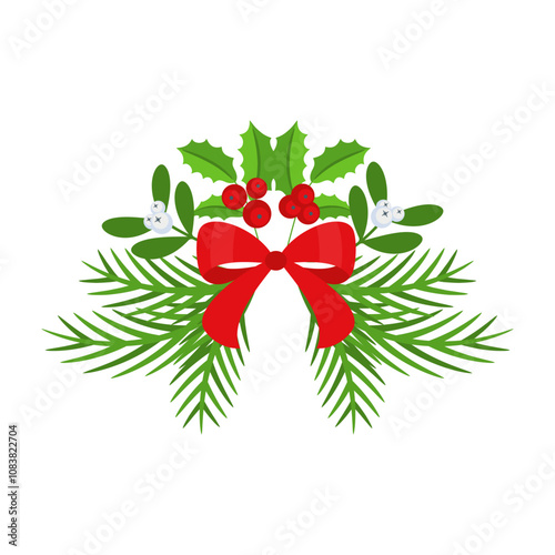 Christmas wreath design element. Winter holiday decoration.