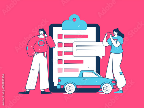 Buy insurance for car flat character vector concept operation illustration
