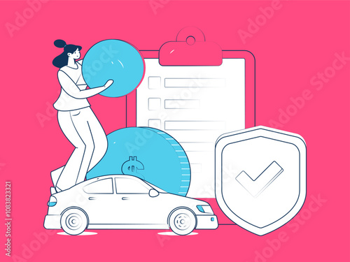 Buy insurance for car flat character vector concept operation illustration

