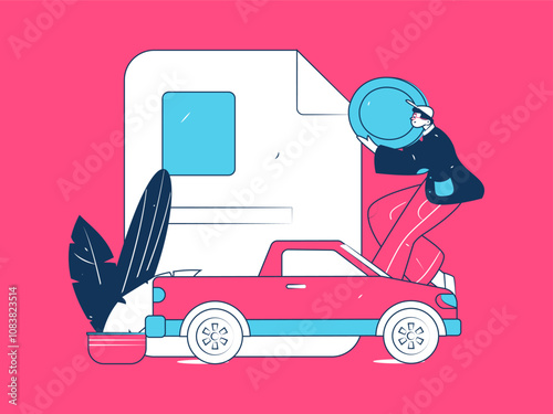 Buy insurance for car flat character vector concept operation illustration
