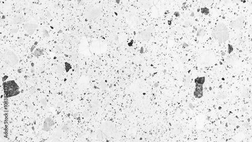Beautiful closeup textures abstract color gray and white terrazzo flooring tiles. Polished wall stone pattern beautiful for background.Modern terrazzo flooring design featuring unique black and white 